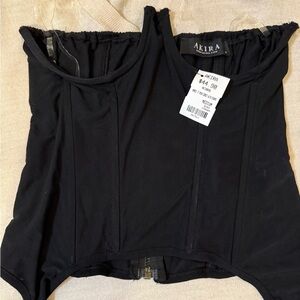 AKIRA Black Women's mesh under bustier with back zipper NWT Sz m